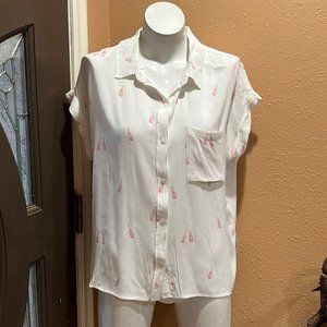 Rail’s champagne bottle short sleeve button up shirt
